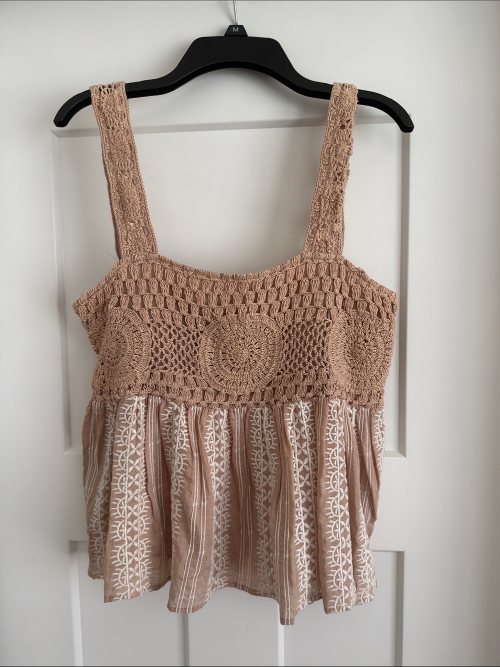 Tularosa crochet embroidered tank baby doll blouse